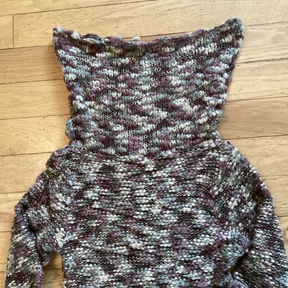 Beautiful vintage cowl neck sweater, purple/green/tan variegated acrylic… - Picture 5 of 10